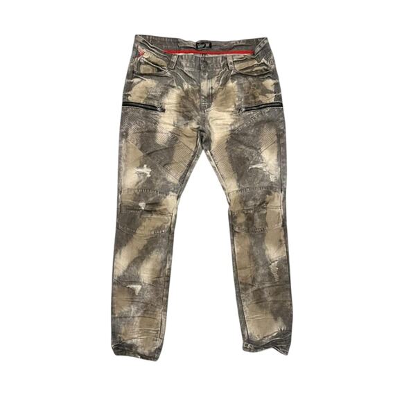 ★ Square Zero Camouflage Tie-Dye Distressed Jeans w/ Zipper Pockets ★ - Picture 1 of 7